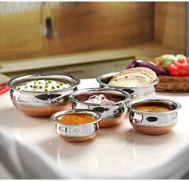shree shubh laxmi new handi pot 5 piece set combo serving handi Handi 2 L, 1 L, 0.5 L, 0.25 L, 0.1 L(Copper)