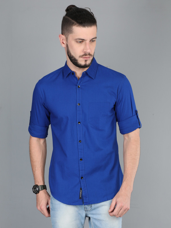 ASIAN & FITCH Men Solid Casual Blue Shirt ASIAN & FITCH Men Solid Casual Blue Shirt