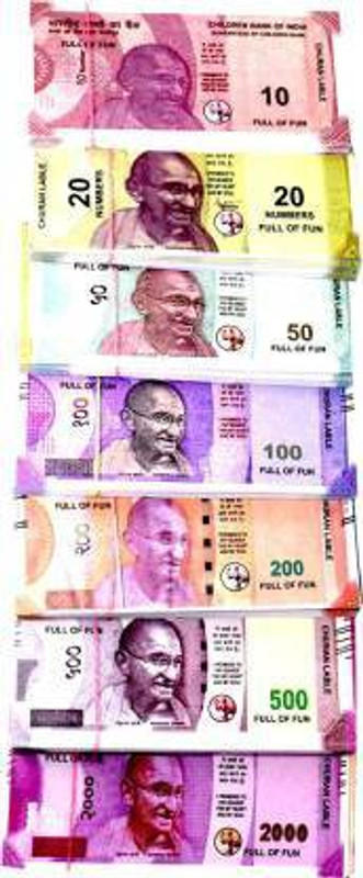 Aagaz Artificial Coupon Playing Currency/ churan Note Notes for Fun Paper (90 X 7 Notes) Dummy Indian Note for kids Gag Toy (Multicolor) Dummy Currency 630 Note for Kids Gag Toy