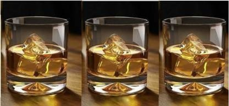 SARDAR CREATION (Pack of 3) Premium Whiskey Rocks Glasses for Vodka Bourbon Whisky Scotch Liquor (Set of 3, 300 ML) Glass Set Whisky Glass(300 ml, Glass, White)