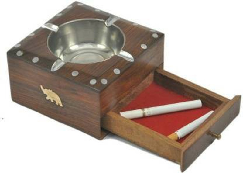 Antique Villa World Handmade Handcrafted Elegant Design Made of sheesham wood Premium12 Brown Wood Ashtray(Pack of 1)