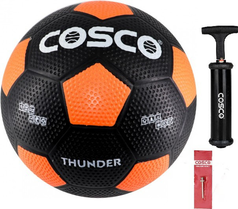 COSCO Thunder New Orange With Pump And Niddle Football - Size: 5(Standard, Pack of 1, Multicolor)