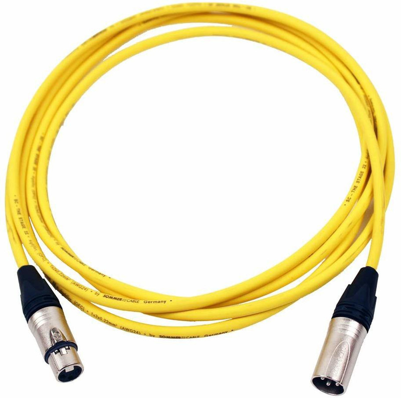KEKROWN XLR Male to XLR Female Cable 5 Meter (5 Meter, Yellow) Double Angled XLR Patch Cable(5 m in Length)