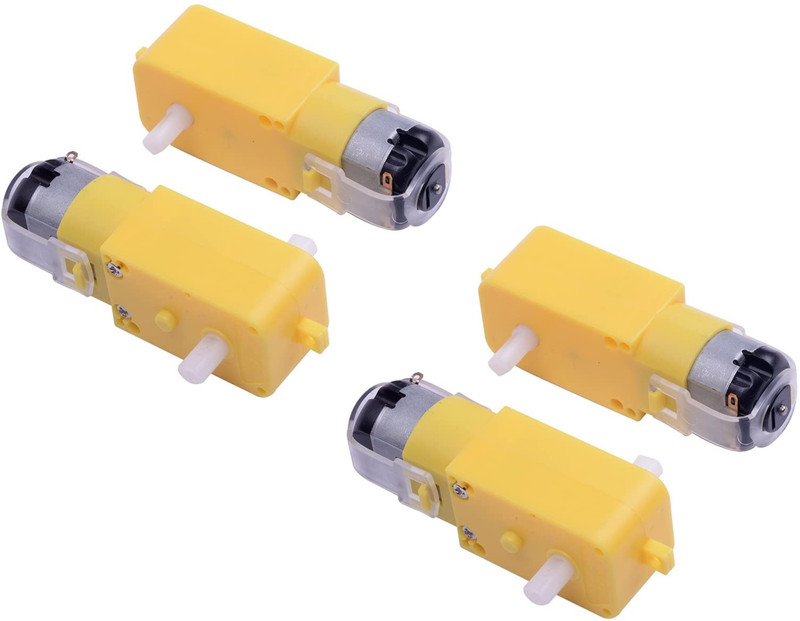 Robotronics BO Motor TT Geared Motor for Smart Car Robot Yellow Dual Shaft for Car Chassis (Pack of 4 ) Educational Electronic Hobby Kit