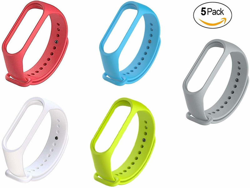 AUDICE Best BUY Silicon Replacement Band/Strap for Xiaomi Mi Band 3 strap / Mi Band 4 Strap Watch band Silicone Strap (Not Compatible with Mi Band 1/2) Combo 3 pack Smart Band Strap(Black, Grey, Blue)