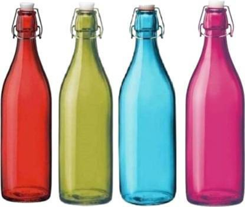 AIVYANSH GLOSSY CLEAR GLASS WATER/JUICE MULTIPURPOSE BOTTLE 1000 ml Glass Spray Bottle(Pack of 6, Clear)