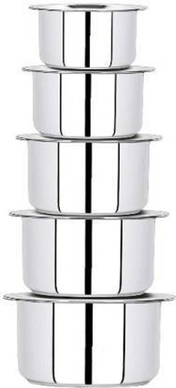 LIMETRO STEEL High Quality Stainless Steel with lid (5Piece 1 Ltr,1.5 Ltr,2 Ltr,2.5 Ltr,3 Ltr) Cookware Set(Stainless Steel, 5 - Piece)