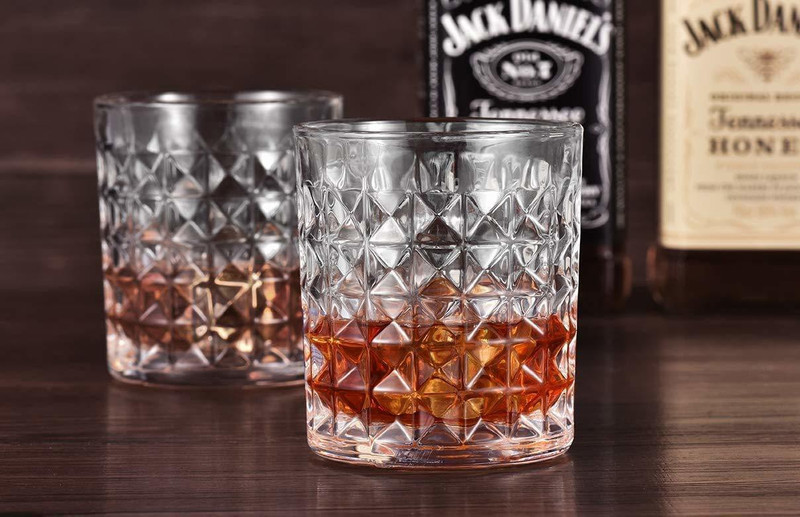 UNIQUEWARE (Pack of 12) Crystal Clear Diamond Design Cut Shaped Imported Juice, Whiskey, Wine, Beer and Scotch Glasses Set 300ml Pack of (12 pcs.) Glass Set Whisky Glass(300 ml, Glass, Clear)