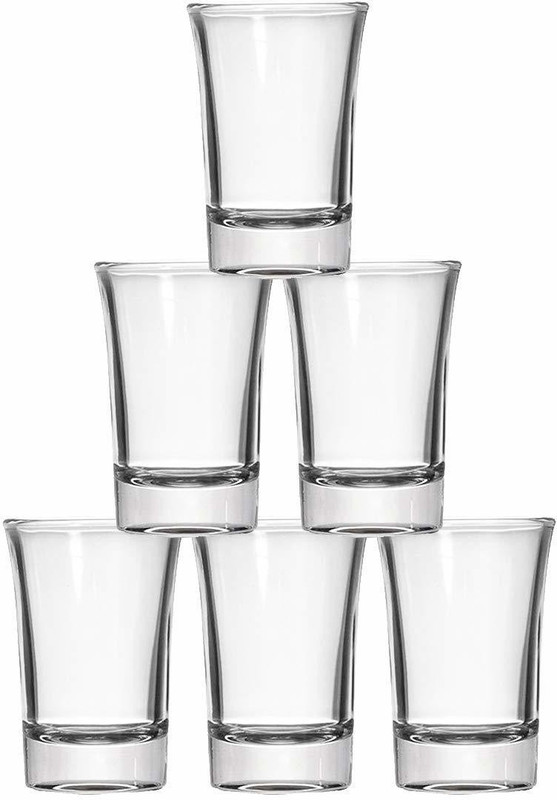 SEAHAVEN (Pack of 6) Glass Set of 6,Heavy Base Clear Shot Glass Glass Set Shot Glass(100 ml, Glass, White)