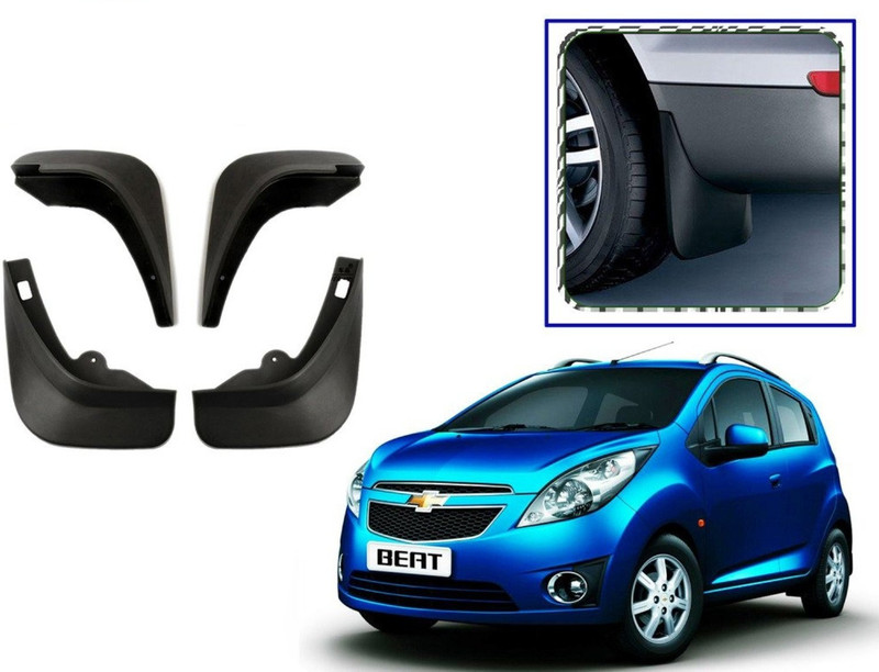 Grownshine Front Mud Guard, Rear Mud Guard For Chevrolet Beat 2010, 2011, 2012, 2013(Black)