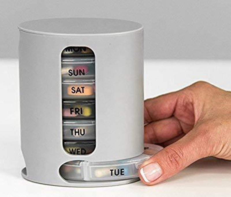 rozkey 7 Day Weekly Tablet Medicine Storage Box Pill Box 7 Day Weekly Tablet Medicine Storage Box Pill Box PILL PRO BOX pill box with splite(Grey)