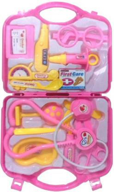 DRESSTOIMPRES Doctor Set 14 Pcs Kit For Kids (Pink)