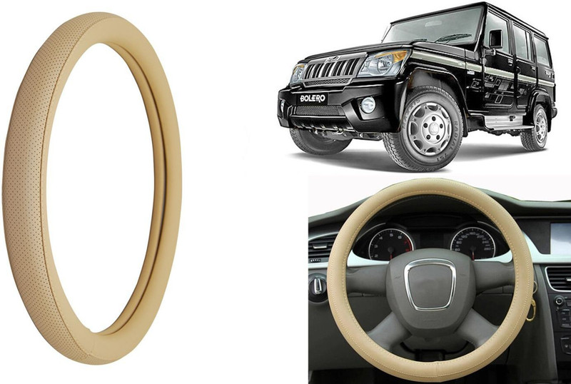 Auto Kite Steering Cover For Mahindra Bolero(Beige, Leatherite)