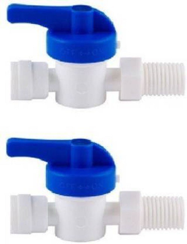 AQUALIQUID RO 2pc 1/4” Plastic Inlet Ball Valve for 1/4 inch Pipe Tubing RO Water Purifier Inlet Ball Valve Coupling Set Diverter Gate Valve On/Off Tee Cock Twin Elbow Faucet for Connection of RO UV UF Mineral Water Purifiers Filters with Raw Water Tap Diverter Faucet (Wall Mount Installation Type)