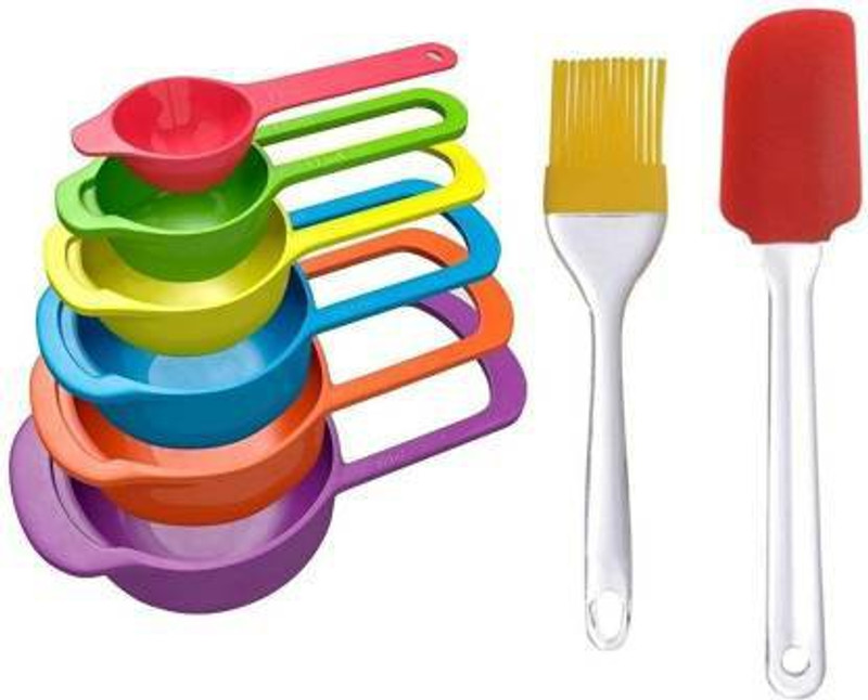 sell net retail SNR SET OF 8 , 6pcs Measuring Cup and Spoon Set + 1Spatula, pastry 1brush Measuring Cup Set(250 ml)