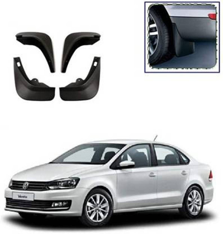 Grownshine Rear Mud Guard, Front Mud Guard For Volkswagen Vento 2014(Black)