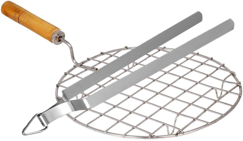 RAU MA Round Roaster With Chimta_06 2 kg Roaster(Silver)