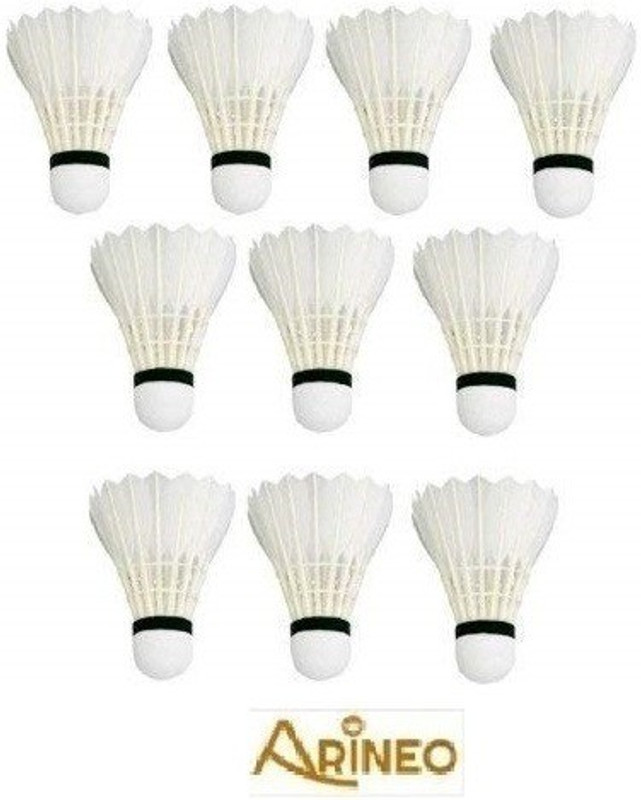 Winex Feather Shuttlecock for Badminton Feather Shuttle  - White(Medium Fast, 78, Pack of 10)
