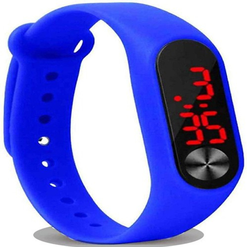 Moover Latest M2 LED Blue Band Digital Display Boy's and Girl's Watch Pack of 1(BLUE - BLACK Strap, Size : SMALL)