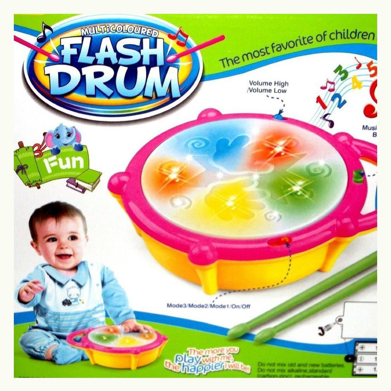 Electrobot Kids Multicoloured Flash Drum Set With Music and Lights Electronic Touch Flash Visual 3d Lights with 3 game mode & Dynamic Music Toy For Kids and for Return Gift(Yellow)