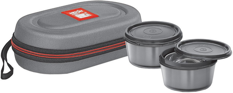 MILTON Cubic Small Tiffin Box, 800 ml 2 Containers Plastic, Stainless Steel Office Lunch Box(800 ml)