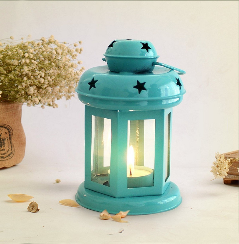 Flipkart SmartBuy Lantern Decoration with Tealight Candle  Blue Metal Table Lantern(15 cm X 9 cm, Pack of 1)