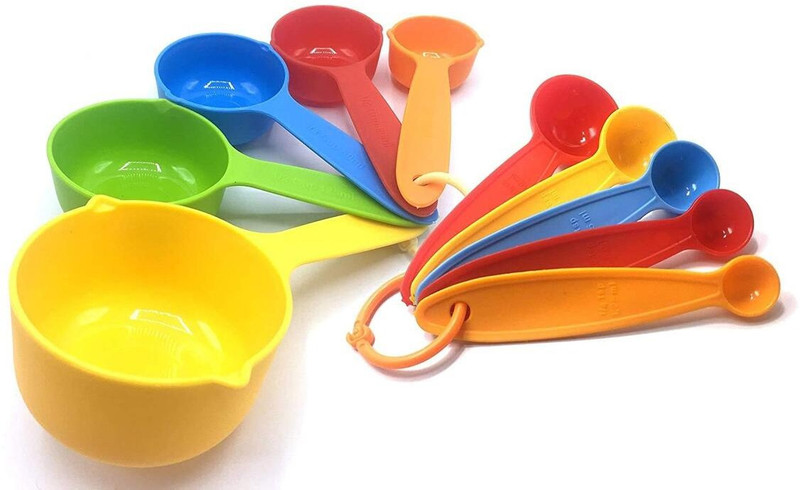 INKULTURE Plastic Premium Baking Measurement Measuring Cups and Spoons Set (Pack of 10) Multicoloured Measuring Cup Set(30 ml, 60 ml, 80 ml, 125 ml, 250 ml)
