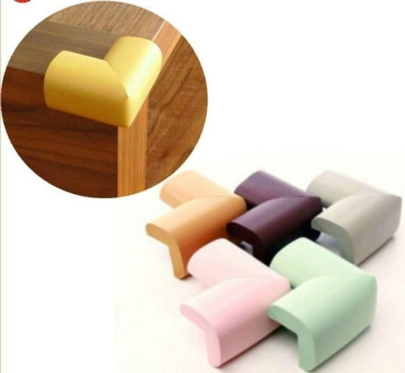 HARISWARUP Rubber Baby Protection Safety Desk Table Edge Corner Protector for Furniture Cushion Guard Strip Softener Bumper (Multi) (Pack of 8)(Multicolor)