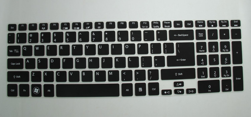 Saco Silicone Chiclet Protector Cover Fit for Acer Aspire ES1-512 Laptop Keyboard Skin(Black, Transparent)
