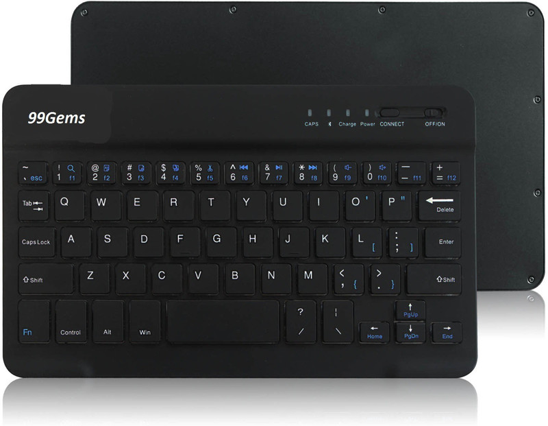 99Gems 7 inch mini Bluetooth, Wireless Thumb-size Tablet Keyboard Compatible with Desktop, Laptop, Mac slim mini(Multicolor)
