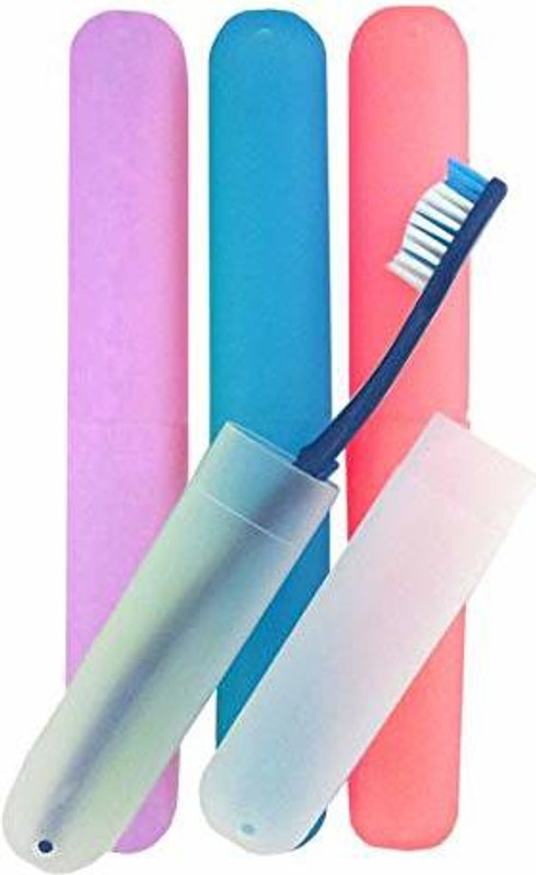 AMAZEE  Toothbrush Cover Case Holder Antibacterial Bathroom & Travel Kit Plastic Toothbrush Tube Cover Case | Multcolor | Pack of -2 Toothbrush Case