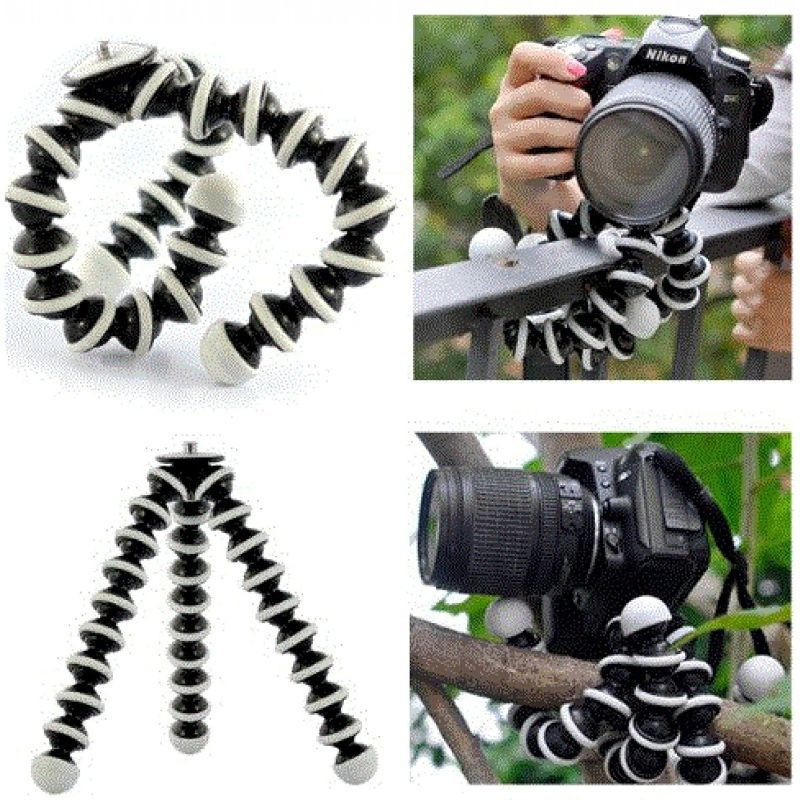 utkrist Plastic Fully Flexible Foldable Octopus Mini Small Size Gorilla Tripod Stand Tripod, Monopod, Monopod Kit, Tripod Ball Head, Tripod Bracket(Black , White, Supports Up to 1500 g)