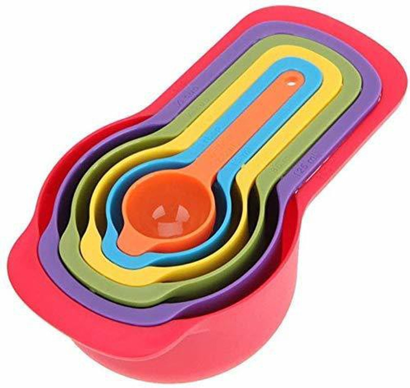 AL ATASH Plastic Measuring Spoon and Measuring Cup Set Kitchen 6-Pieces Multicolour Spoon Kitchen Tools Set - (1 Set of 6 Pieces) Measuring Cup Set(7.5 ml, 15 ml, 60 ml, 85 ml, 125 ml, 250 ml)