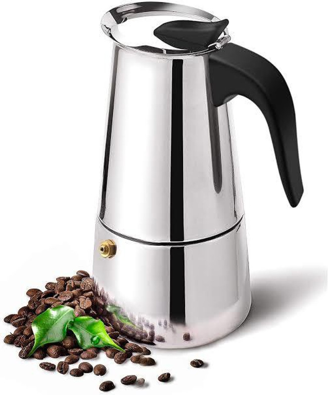 MD Retail 1 Stovetop Espresso Maker, Moka Pot, Percolator Italian Coffee Maker (300ml / 6 Cup), Mocha Cappuccino and Latte Single-Origin Pour, Stainless Steel Pot 6 Cups Coffee Maker(Silver)