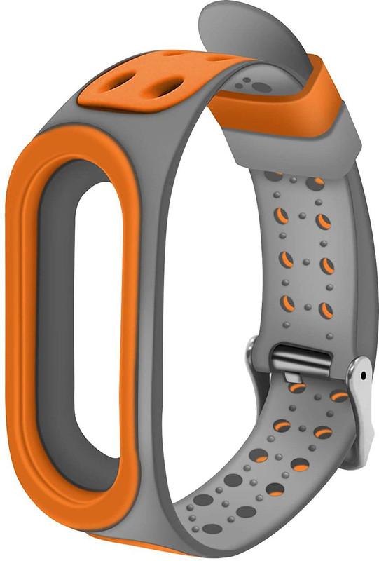 Epaal Metal Buckle for Xiaomi Mi Band 4 / 3 -Grey Smart Band Strap(Orange)