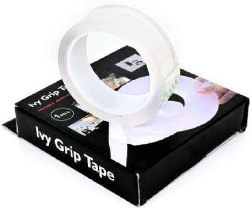 SUKHAD Washable Clear Double Sided Adhesive Anti-Slip Tape, Reusable Nano-Tape Grip Tape(White)