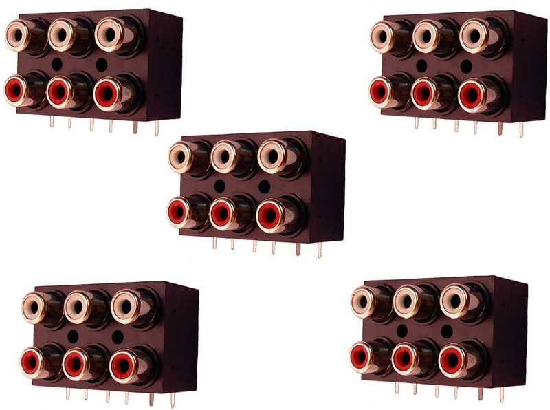 ERHIndia TV-out Cable 6 RCA Covered Female A/V Concentric Jack Socket - 10pc(Black, For TV)