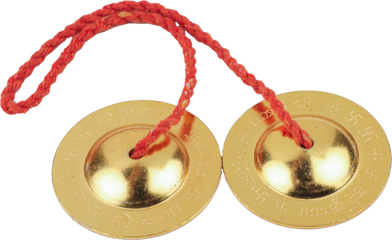 Rolimoli Divine Magic Tradition Iron Manjira Gold Color 6.5 cm Set of 2 Kartal Instrument