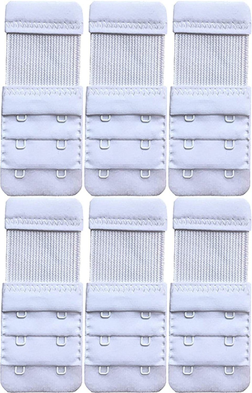 Wooger Women's Bra Hook Extender 2 Hook 3 Eye Extender (White,Pack Of 6) Hook Extender(White Pack of 6)