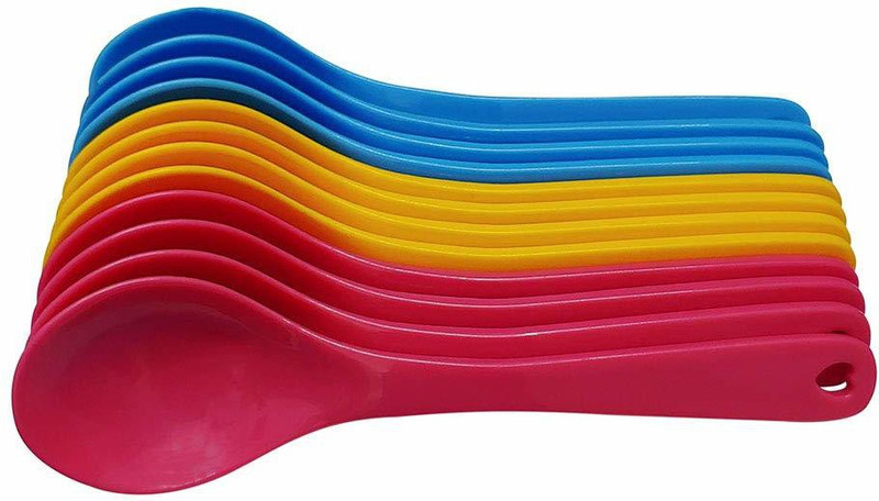 WiiBross Food Grade Plastic Premium Quality Multicolour Spoon Set of 12 Piece for Baby Feeding  - BPA Free Plastic(Multicolor)