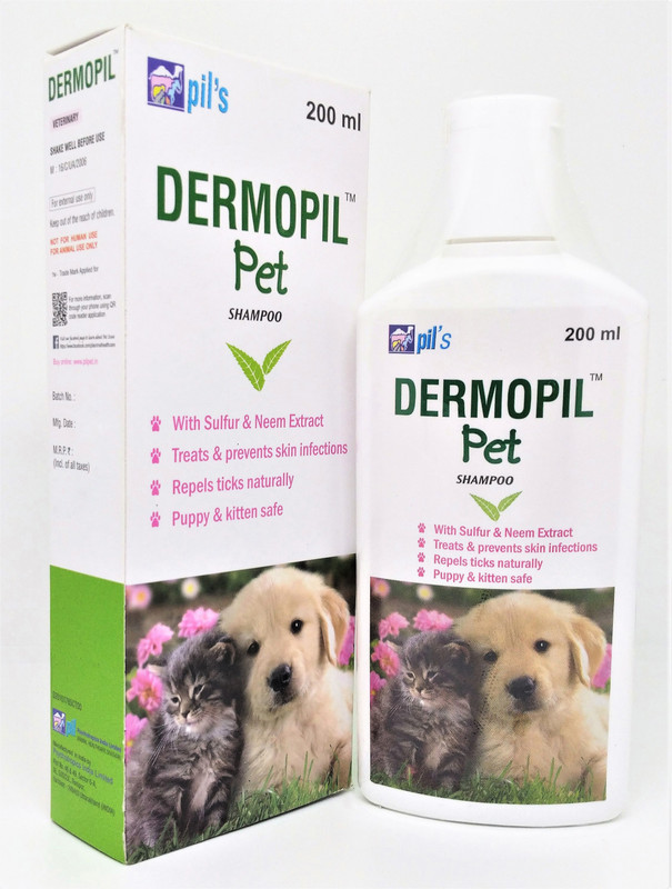 Dermopil pet shampoo with neem extract Flea and Tick, Conditioning, Allergy Relief, Anti-parasitic neem Dog Shampoo(200 ml)