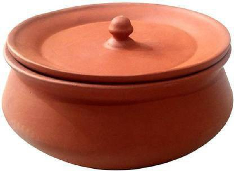 SOMUDEE Kitchen Pot Handi 0.25 L with Lid(Earthenware)