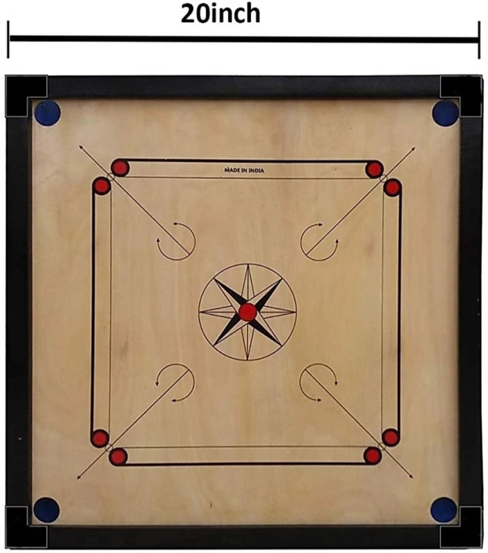 Hyper Small Size 20 Inch Gloss Finish with Wooden Coins, Striker, Powder. 50 cm Carrom Board(Multicolor)