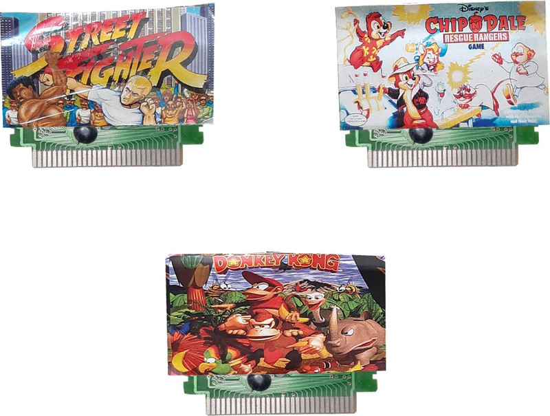 VK MART 8 Bit Tv Video Game Cassetts Like DONKEY,KONG,STREET,FIGHTER,CHIP,DALES,(pack of 3)  Gaming Accessory Kit(Multicolor, For Wii)