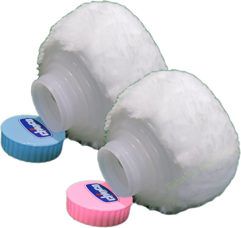 Cihoco Premium Quality Baby Skin Care Powder Puff With Box Holder Container For New Born (Set of 2) - Blue-Pink(Blue - Pink)