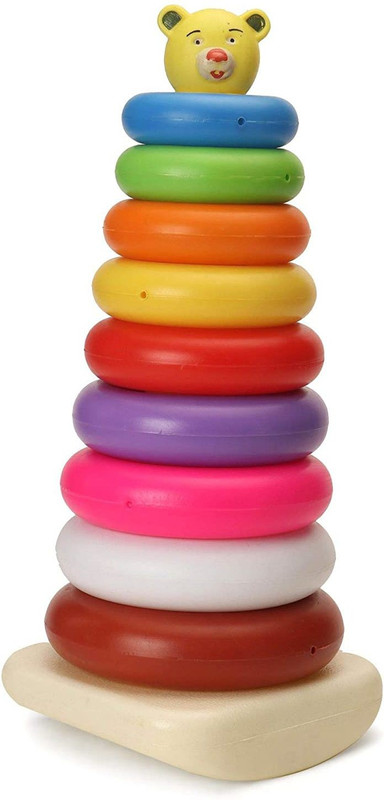 LODESTONE Jumbo Stacking Rings - Stacking Toys for Toddlers, (9 Rings, Teddy)(Multicolor)