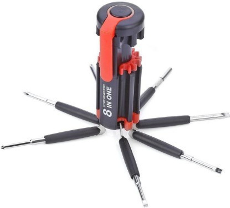 VACULACE 8 in 1 Multi-Screwdrivers with Flashlight,STARRICH Portable LED Torch Light Up Repair Tools Set Vehicle Tool Kit