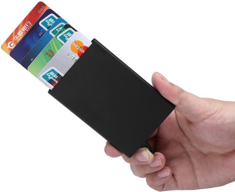 StealODeal Black Automatic Pop-Up RFID Protection ATM/Credit/Debit For Men &Women Slots 8 Card Holder(Set of 1, Black)