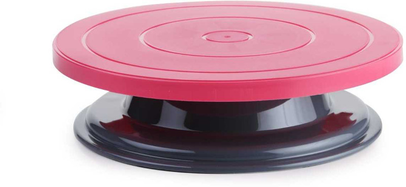 maxme New Decorating Revolving Icing Turntable Stand Rotating Platform Plastic Plastic Cake Server(Pink, Blue, Pack of 1)