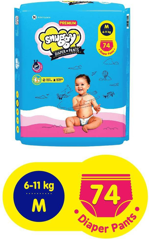 snuggy PREMIUM Baby Diaper Pants Medium - M(74 Pieces)